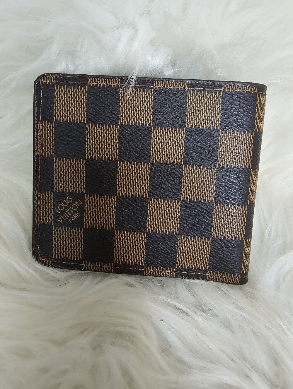 Brown and Dark Brown  Check Bifold Card Holder Wallet